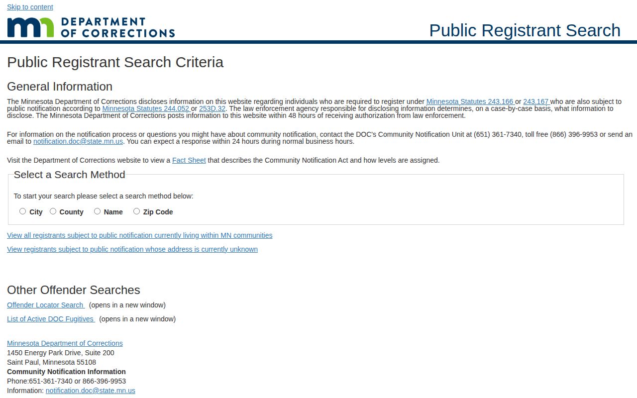Minnesota public registrant search used with Mower County supervision records